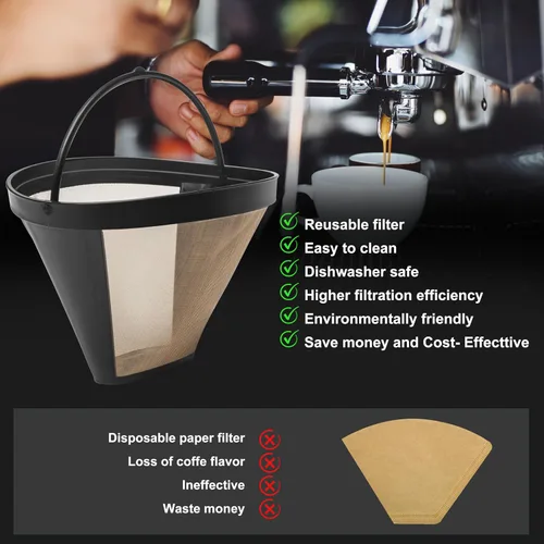 Vista 4 de Cesta de filtro de café reutilizable #4 para cafeteras Ninja, accesorios de café ninja, 1 paquete de repuesto permanente para cafeteras Ninja