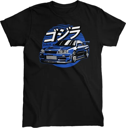 Vista 7 de GTR Skyline R32 R33 R34 R35 Import Camiseta de carreras japonesas Regalo de manga corta de coche de carreras para entusiastas del automóvil