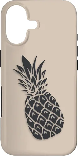 Vista 32 de Black Dark grey Pineapple on Tan beige for Pineapple lovers Case for iPhone 16