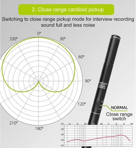 Vista 8 de Micrófono de condensador XLR profesional, micrófono de grabación de estudio de mini escopeta cardioide, micrófono dual de doble pastilla