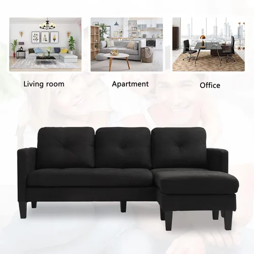 Vista 7 de Sofá modular convertible, sofá en forma de L, moderno juego de sofá de 3 asientos con diván reversible para sala de estar pequeña, apartamento