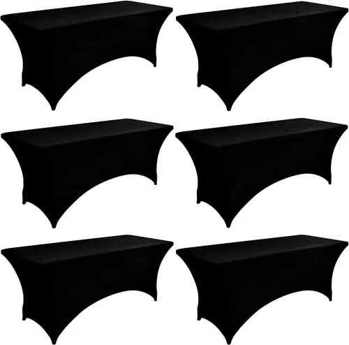 Vista 24 de Paquete de 2 Cubiertas de Mesa de Spandex de 4 pies para Mesas Plegables Rectangulares - Manteles Elásticos Ajustados Resistentes a las Arrugas