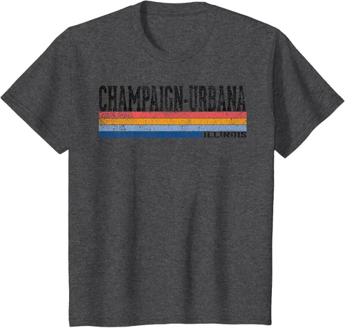 Vista 42 de clásico 1980s estilo champaign-urbana Illinois T Shirt, hombre 2XL, Blanco