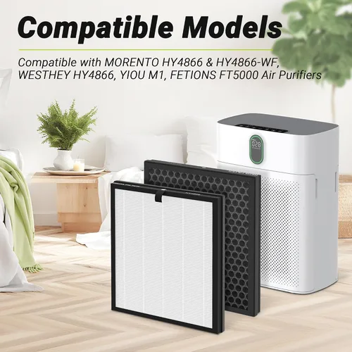 Vista 2 de HY4866 Filtro de repuesto de alta calidad compatible con Morento HY4866, HEAPETS P358, Westhey HY4866 y YIOU M1 purificador de filtro de aire, 2
