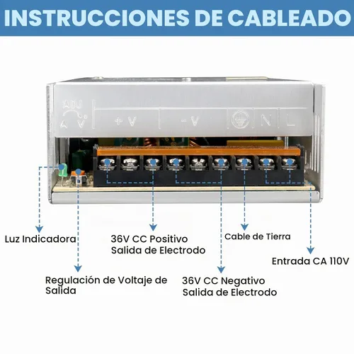 Vista 3 de Fuente de alimentación de 36 V 10 A CA 110-220 V a CC 36 voltios 10 amperios 360 W adaptador de corriente regulado universal transformador