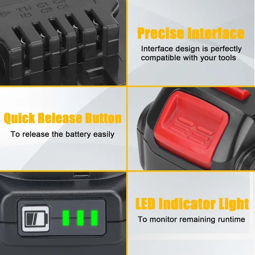 Vista 5 de Paquete de 2 baterías de repuesto de 6.5Ah 20 voltios para batería Dewalt de 20 V Replacement for Dewalt 20V Max Battery DCB200 DCB201 DCB203