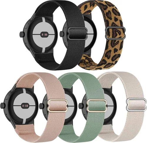 Vista 7 de Paquete de 5 correas elásticas de nailon compatibles con Google Pixel Watch 4, 3, 1.614 in, Google Pixel 2, Google Pixel 2, correas elásticas