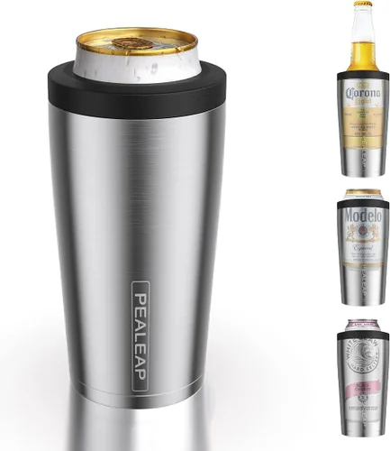 Vista 13 de Enfriador de latas delgado aislado 4 en 1 para latas de 12 oz y botellas de cerveza - Mantiene frío por 8 horas, fácil de sostener - Soporte