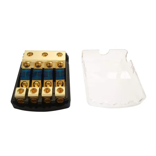 Vista 6 de Portafusibles Mini-ANL Bloque de distribución automática de fusibles de alta fidelidad, 60 amperios, 12 V, soporte fusible, calibre 0, 2, 4
