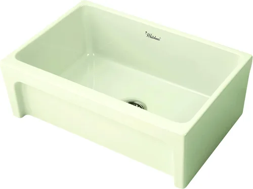 Vista 8 de Whitehaus Collection WHQ5530-BISCUIT Glencove Kitchen, Arcilla refractaria, fregadero delantero delantal, grande, galleta