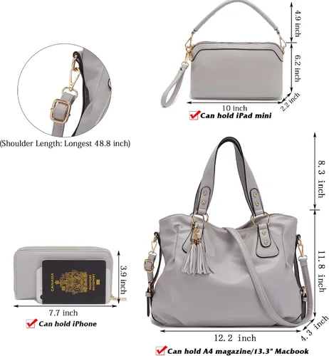 Vista 4 de Purse and Wallet set for Women Large Hobo Bags Female Fashion Tote Shoulder Bags Crossbody Wallets Satchel Purse Set