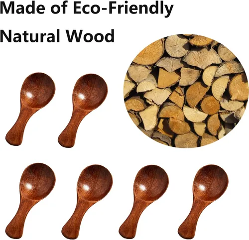 Vista 3 de Asanta - 6 mini cucharas de madera, cucharas pequeñas de 3.2 pulgadas para frascos de especias, cuchara pequeña de madera para condimentos para sal