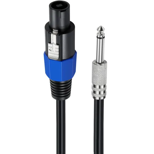 Vista 2 de Cable Speakon a 1/4 de altavoz mono, 0.250 in (1/4 de pulgada), enchufe TS mono macho a Speakon macho adaptador de audio para altavoz DJ/PA