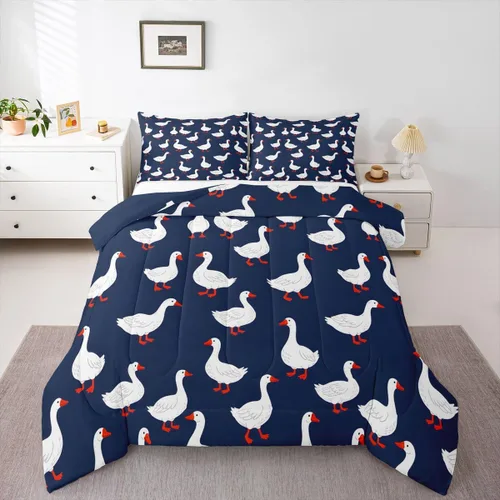 Vista 51 de Erosebridal Juego de ropa de cama a cuadros azul para niños, juego de cama individual con diseño de patos amarillos de dibujos animados, juego