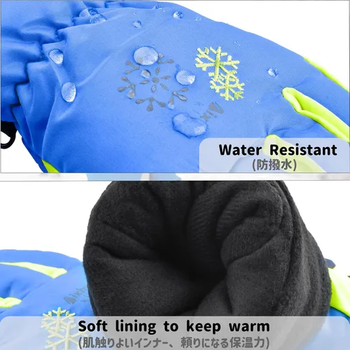 Vista 3 de Kids Ski Snow Gloves, Waterproof Winter Mittens for Boys Girls #01 azul