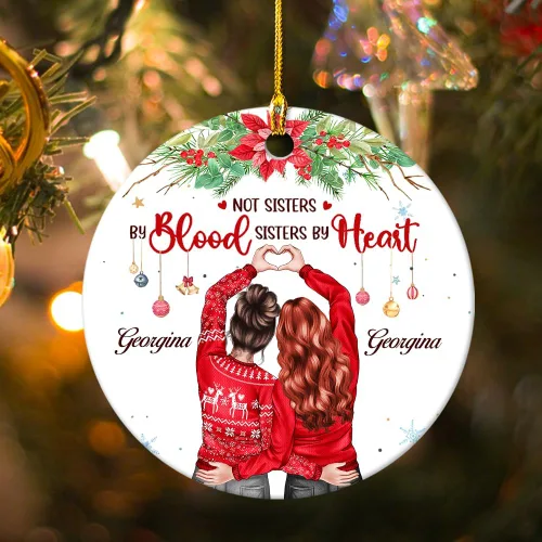 Vista 7 de Adorno Personalizado de Mejor Amiga - No Son Hermanas por Sangre Adornos de Cerámica Adornos de Amistad Regalos para Mejor Amiga BFF Hermana