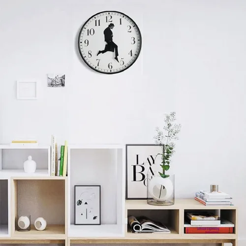 Vista 2 de TANKRIN Ministry of Silly Walks - Reloj de pared para dormitorio, cocina, sala de estar, regalo novedoso para decoración del hogar (negro)
