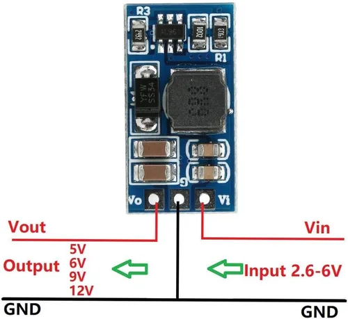 Vista 3 de Módulo convertidor de impulso DC-DC de 2.6-5.5 a 5V/6V/9V/12V, regulador de voltaje elevador, convertidor de voltaje para motor LED (9V, sin pin), 2