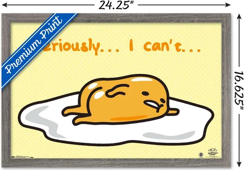 Vista 3 de Trends International Gudetama - I Can't Wall Poster, 14.725" x 22.375", Barnwood Framed Version