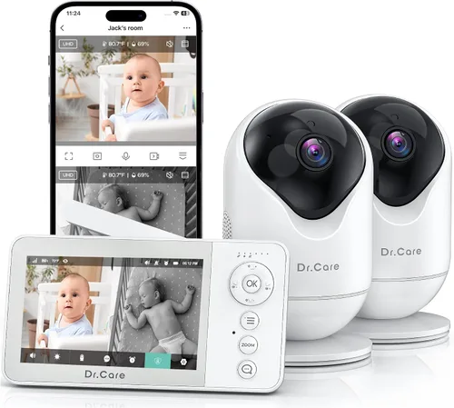 Vista 10 de Dr.Care Monitor de bebé inteligente WiFi con cámara, pantalla 720P de 4 "y