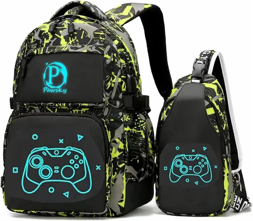 Vista 15 de Mochila escolar para niños, mochila escolar para niños, primaria, primaria, secundaria, con bolsa de almuerzo y estuche para lápices, mochila ligera