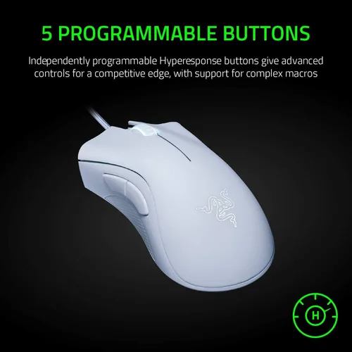 Vista 3 de Mouse para juegos Razer DeathAdder Essential Sensor óptico 6400 DPI 5 botones programables interruptores mecánicos agarres laterales de goma Negro