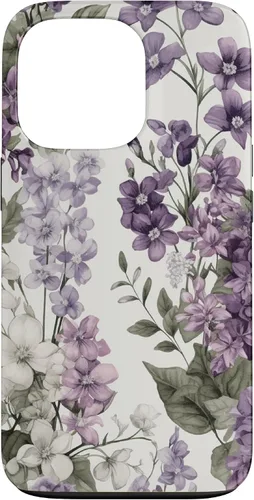 Vista 10 de White Violet Purple Lavender Lilac Floral Funda de flores botánicas para iPhone 17