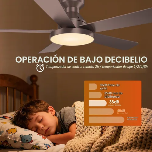 Vista 8 de Ventiladores de techo con luces, ventilador de techo empotrado de perfil Marrón