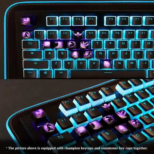 Vista 4 de League of Legends - Teclas personalizadas (Champion Alistar) - Grabado con láser con retrato de cada campeón, pasivo y habilidades. Se adapta a