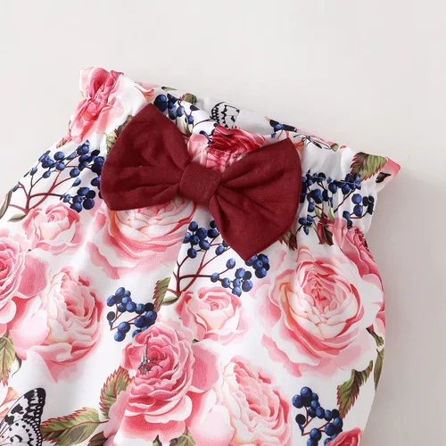 Vista 8 de Ropa para bebé recién nacida, con volantes, mameluco de algodón floral, conjunto de pantalones de algodón para niñas