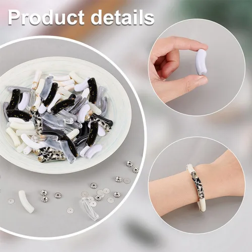 Vista 4 de PH PandaHall 296 cuentas de tubo acrílico para hacer pulseras de tubo de bambú, brazaletes de tubo curvado, cuentas de tubo curvado, cuentas
