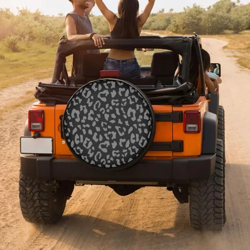 Vista 4 de Cubierta de neumático de repuesto con estampado de leopardo para remolque, RV, SUV y muchos vehículos, 12 pulgadas