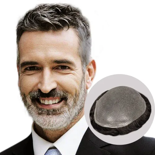 Vista 12 de Amiable toupee para hombres 0.001 in ultra suave piel fina para hombre, pieza de cabello humano real para hombres, sistema de reemplazo de cabello