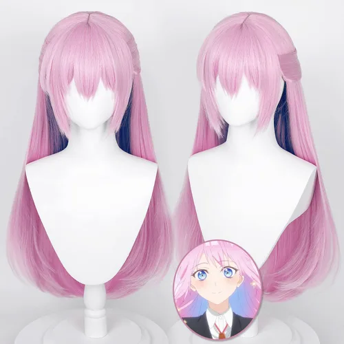 Vista 5 de Peluca larga y recta rosa para Shikimori, no es solo una bonita peluca de cosplay para mujeres y niñas, pelucas de fiesta de disfraces de Halloween