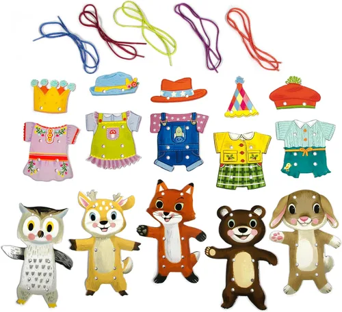 Vista 3 de eeBoo: Dress Up Lacing Cards: Ocupaciones - Juego de 5 trajes de personajes y cordones, crea combinaciones, artes y manualidades preescolares, niños