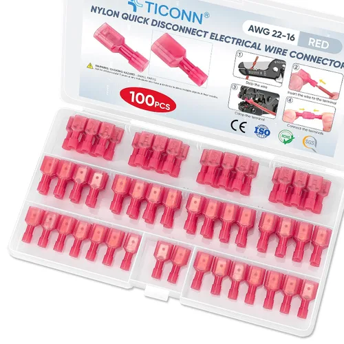 Vista 9 de TICONN Kit de conector de pala de nailon, conectores de alambre de crimpado