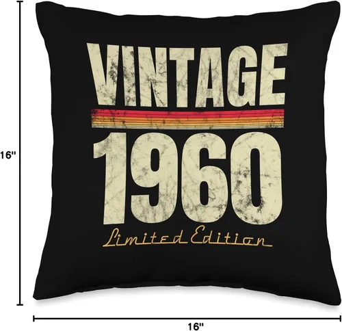 Vista 4 de Retro Est 1960 Limited Edition Born in 1960 Gifts 64th Birthday Vintage 64 Year Old Est 1960 LimitedEdition - Almohada de 16 x 16 pulgadas
