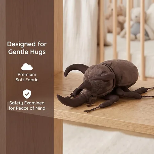 Vista 3 de Simulación Escarabajo Atlas Juguete de Peluche Relleno - 10" Insecto Animal Chalcosoma Atlas Realista, Modelo de Animales Crustáceos Suaves