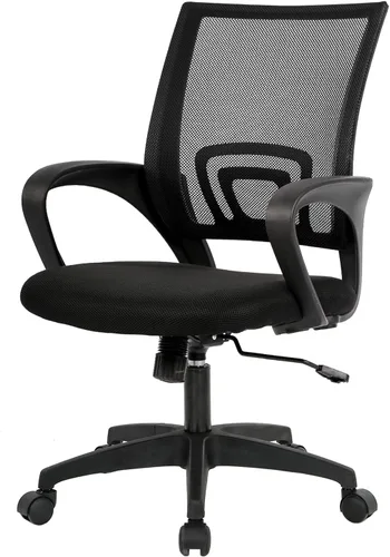 Vista 13 de BestOffice Silla de Oficina Ergonómica Silla Giratoria de Escritorio de Respaldo Medio Respaldo y Soporte Lumbar Transpirable Altura Negro