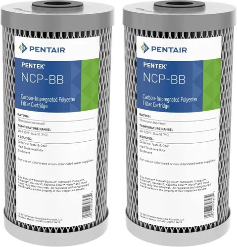 Vista 10 de Pentair Pentek NCP-10 Filtro de agua de carbono, 10 pulgadas, cartucho de filtro plisado impregnado de carbono sin celulosa, 10 x 2.5 pulgadas, 10