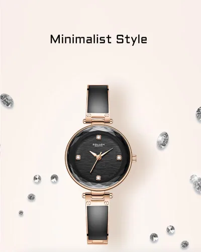 Vista 3 de Reloj de cuarzo para mujer, relojes analógicos de cuarzo de moda impermeables para mujer