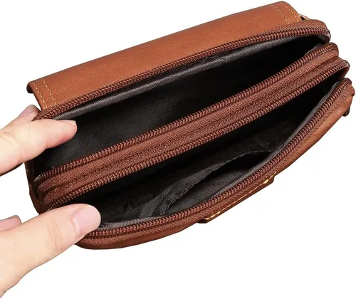 Vista 7 de Leather Phone Belt Bag Holster Pouch for Men Loop Flip Coin Purse Case Cell Phone Waist Pack Pouch Case