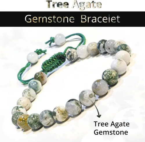 Vista 176 de Adjustable Crystal Bracelet – Gemstone Bead Bracelet with Adjustable Macrame String – Chic Gemstone Bracelet for Men and Women – 8mm Round Healing