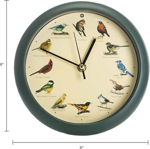 Vista 2 de Mark Feldstein, The Original Singing Bird Clock, 8 pulgadas, verde