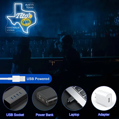 Vista 5 de Letrero de neón de vodka hecho a mano para decoración de pared, barra de cerveza, acrílico, alimentado por USB, decoración de pared, letrero