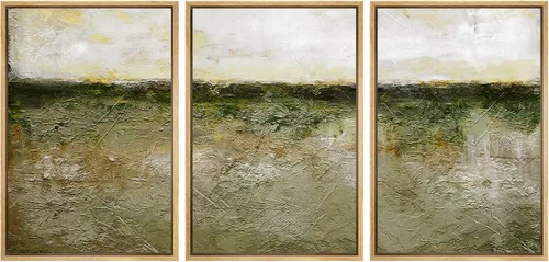 Vista 240 de wall26 Lienzo enmarcado para pared, juego de arte de acuarela pastel, paisaje rural, ilustraciones con formas abstractas, arte moderno, decorativo
