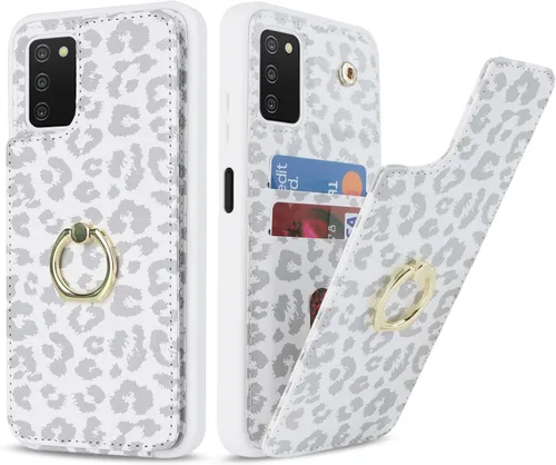 Vista 38 de Lipvina Funda para Samsung Galaxy A03s con tarjetero, Galaxy A03s Funda tipo cartera para mujer, tarjetero de crédito, soporte de anillo, fundas