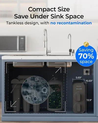 Vista 6 de Waterdrop G5P700 - Filtro de agua por ósmosis inversa, Certificado NSF/ANSI 58 y 372, Sistema de ósmosis inversa de flujo rápido de 700 GPD, Sistema