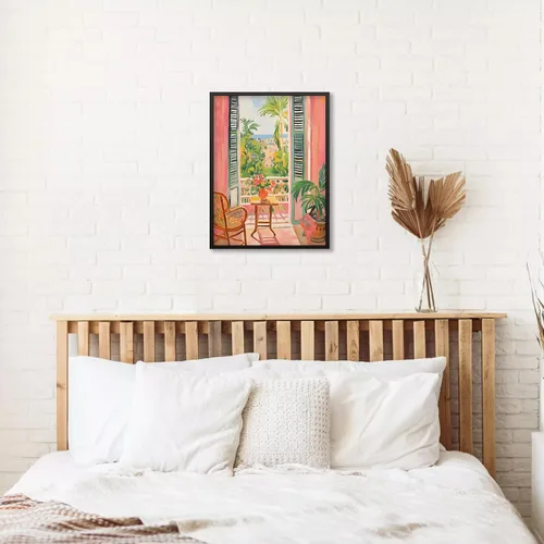 Vista 4 de Póster de pintura al óleo colorida de ventana abierta, arte de pared abstracto impresionista famoso y moderno, impresiones de lienzo estético