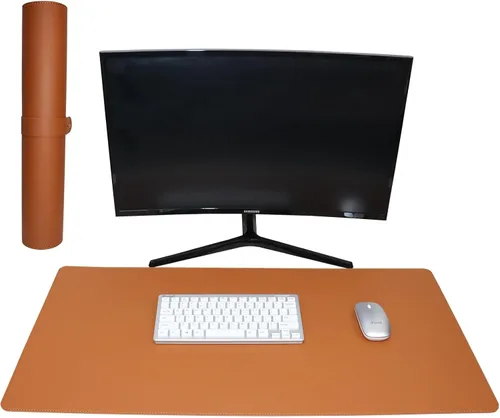 Vista 5 de MCBZ Almohadilla de escritorio de cuero, bloc de notas de cuero sintético, almohadilla de escritorio para cuaderno, alfombrilla para mouse